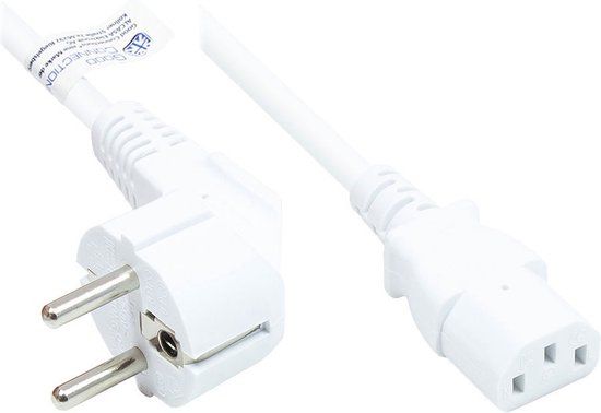Good Connections Apparaatsnoer met rechte C13 plug en haakse stekker - 3x 1,50mm / wit - 15 meter