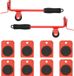 Roulettes pour meubles 8 pièces avec élévateurs 9,8x7,5x3 cm 150 kg rouge