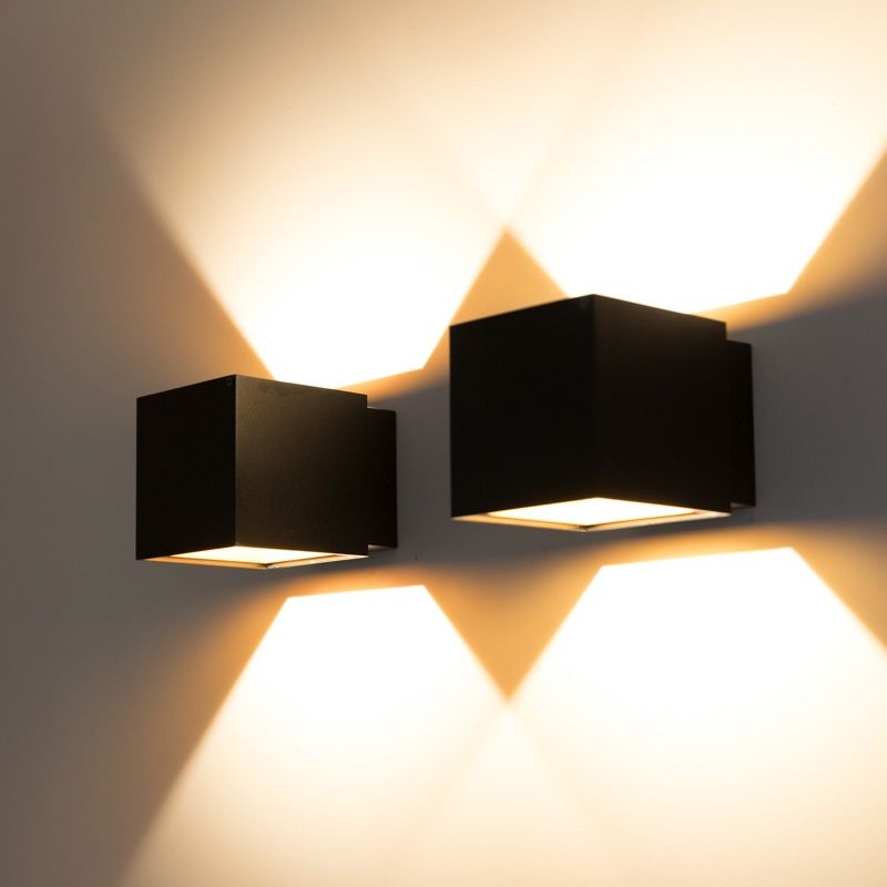 QAZQA Caja Wandlamp L 0 mm Zwart | Aluminium | LED | Zwart