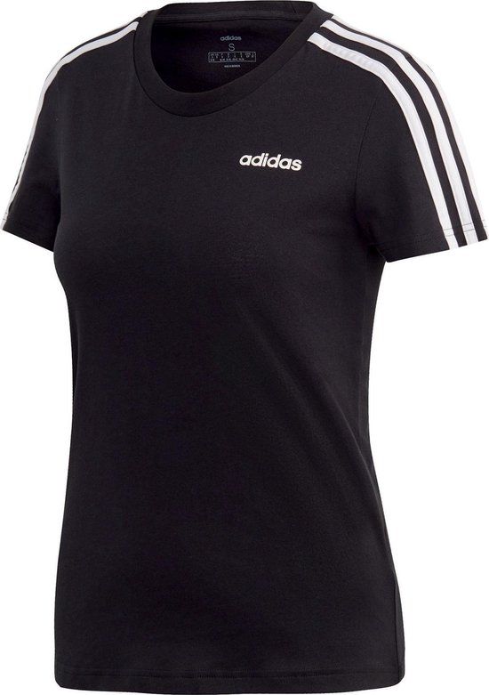 adidas Essentials 3-Stripes Slim Fit Sportshirt Dames - Zwart/Wit - Maat S