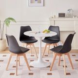 Essgroep Table à manger pour 4 personnes avec 4 chaises - 80 cm - Hêtre massif - Assises en polyuréthane - Style moderne - Noir