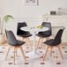 StarTech Noordse eethoek - Ronde eettafel 80 cm met 4 stoelen - Polyurethanzittingen - Massief beuken hout - Modern, minimalistisch design - Zwart