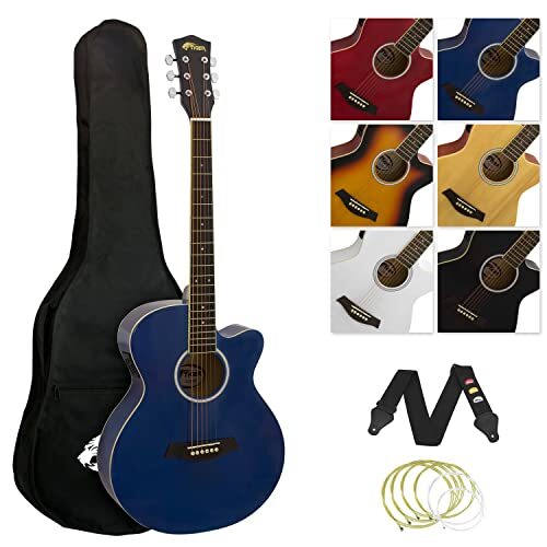 Tiger Music Full Size Elektro Akoestische Gitaar Pakket voor Beginners met Ingebouwde Tuner en EQ - Blauw, ACG4-BL