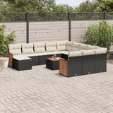 Maison Exclusive - Ensemble de jardin, 13 pièces, avec coussins, noir, en polyrotin