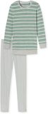 SCHIESSER Dames Pyjama Lang Gestreept Groen-melange Katoen/Polyester Maat 48