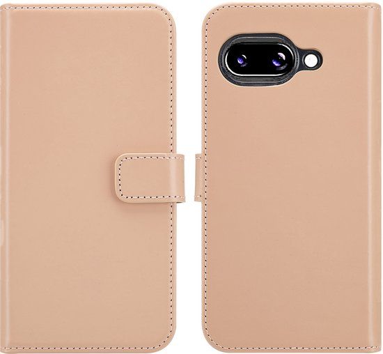 Selencia Hoesje - Geschikt voor Google Pixel 9a - Echt Lederen Bookcase - Dusty Pink