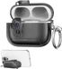 kwmobile Transparante hoofdtelefooncase voor Apple Airpods Pro 2 / Pro 1 hoes - Headphones TPU cover met standaardfunctie en veiligheidsvergrendeling - zwart