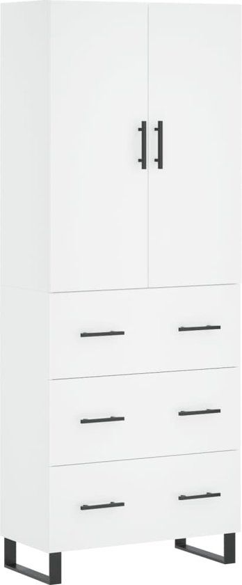 vidaXL Hoge kast 69,5x34x180 cm bewerkt hout wit