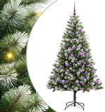 vidaXL Kunstmatige Scharnierende Kerstboom met Gevlokte Sneeuw Warmwit