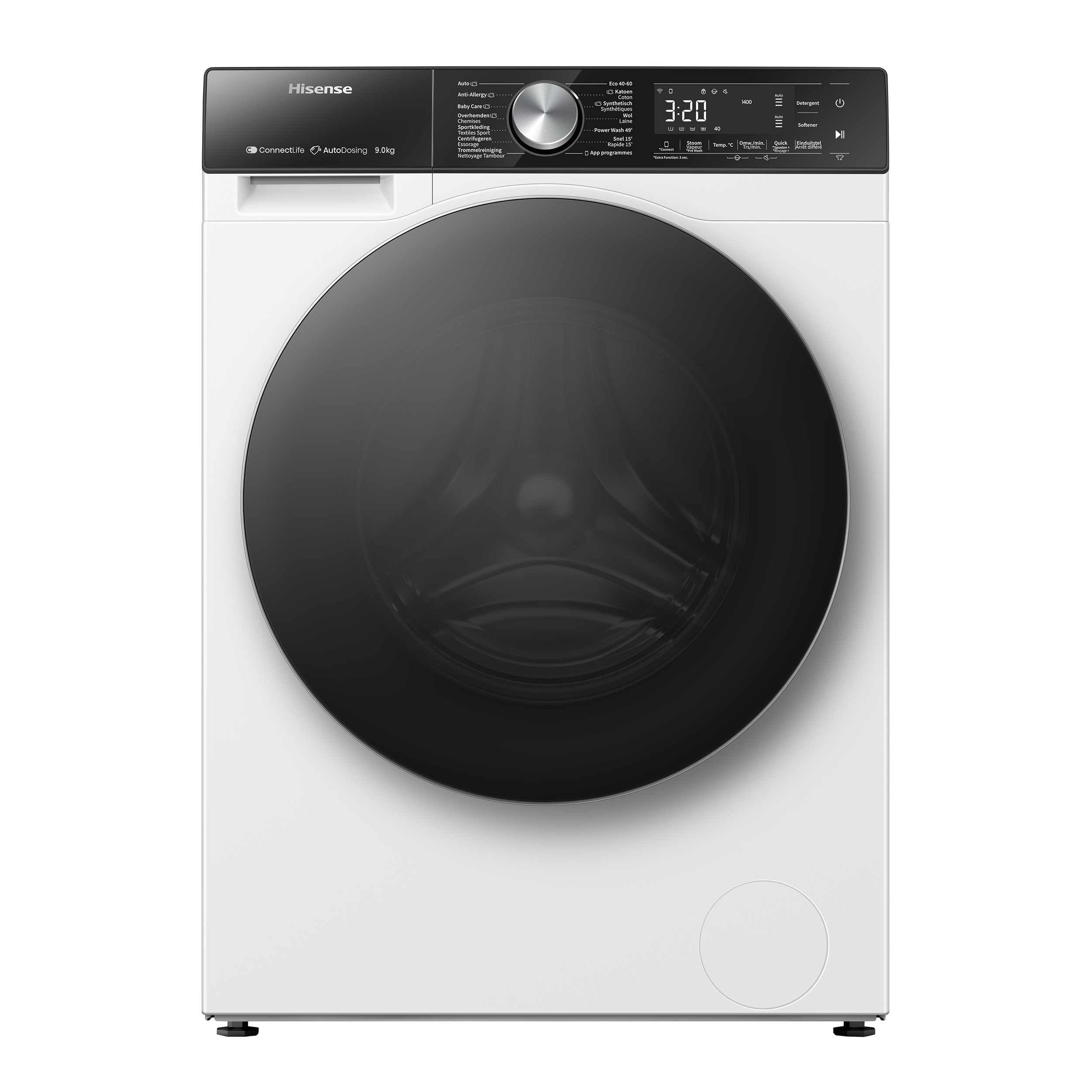 Hisense WF5S9045BW - Wasmachine - 9kg - A-30% - WiFi - Auto Dose - Stoomfunctie - Snel 15'