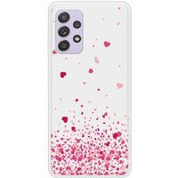 Samsung Galaxy A72 Confettis de coeurs rose Verstevigd hoesje met sublimatie bedrukking