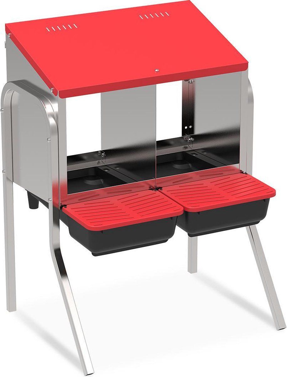 Duvo Hoge legbak gegalvaniseerd met voetjes Rood 57,5x46x76cm
