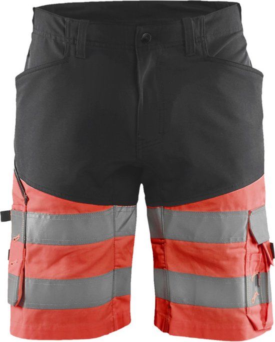 Blåkläder Short met stretch High Vis 1541-1811 - Zwart/High Vis Rood - Maat 50