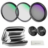 NEEWER 67 mm variabele ND + CPL + UV-filterset, 3-pack, meervoudig gehard grijsfilter (ND2-400) circulaire polarisatiefilter cameralens poolfilter, fotoaccessoires met draagtas