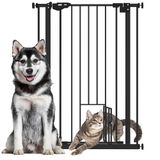 PawHut Hunde Türschutzgitter, Treppenschutzgitter, 74-80 cm Hunde Türgitter, Treppenschutz, Schutzgitter, Schließautomatik, Stahl, Schwarz