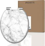 SCHÜTTE Wc-bril MARMOR STONE met softclosemechanisme van hout, toiletbril met wc-deksel, houten kern toiletdeksel met motief (maximale belasting van de wc-bril 150 kg), wit/grijs