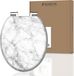 SCHÜTTE Wc-bril MARMOR STONE met softclosemechanisme van hout, toiletbril met wc-deksel, houten kern toiletdeksel met motief (maximale belasting van de wc-bril 150 kg), wit/grijs