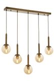 Moderne [Brand] Moderne industriële kroonluchter antieke afwerking, 90 cm lengte, 80 x 13 cm, 5 x E27 Max 6W, metalen behuizing en glazen kap, elegante verlichting voor thuisdecoratie