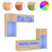 VidaXL Ensemble de meubles muraux 5 pièces avec éclairage LED, placage chêne Sonoma
