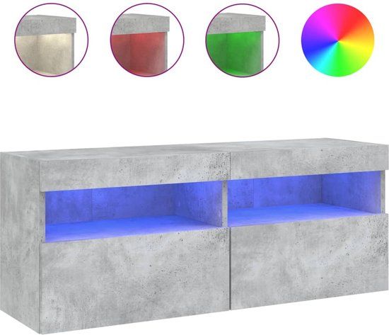 vidaXL Tv-wandmeubel met LED-verlichting 100x30x40 cm betongrijs