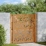 vidaXL Poort met bladontwerp 100x100 cm weervast staal