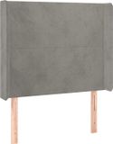 vidaXL Hoofdbord met randen 103x16x118/128 cm fluweel lichtgrijs