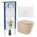 QeramiQ Dely Toiletset - 36.3x51.7cm - Geberit UP720 inbouwreservoir - rimless - diepspoel - 35mm zitting - softclose - bedieningsplaat mat wit - ronde knoppen - mat beige
