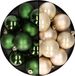 Merkloos / Sans marque Kerstversiering 24x stuks kunststof kerstballen mix van champagne en donkergroen 6 cm