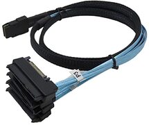 Worparsen 3ft 1m Mini SAS 36P SFF-8087 naar 4 SFF-8482 Connectors met SATA-voedingskabel 90 graden Target Harde Schijf Datakabel Willekeurig