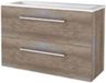 Basic Line Start 39 Badkamermeubelset - Ondiep - 100 x 39 cm - Met Grepen - 2 Lades - Acryl Wastafel - Zonder Kraangat - Scotch Oak