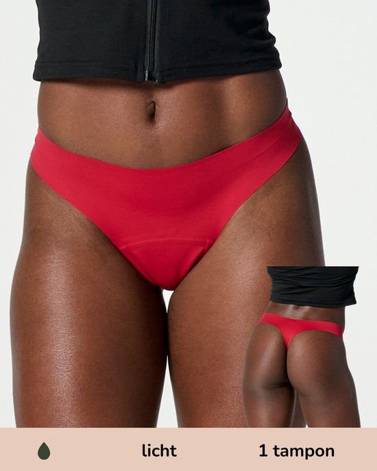 Moodies Undies Moodies menstruatie ondergoed - Lasercut String - licht kruisje - maat XS - Rood