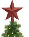 Decoris kerstboom piek - ster vorm - rood - glitter - 19 cm