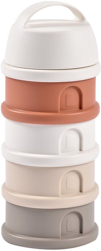Béaba Melktoren - Baby Melkpoeder Doseerdoosjes - 4 Laagse Melkpoeder Toren - Babyvoeding Bewaarbakjes - BPA Vrije Poedertoren - Terracotta Grijs
