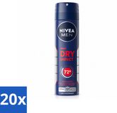 NIVEA MEN Vaporisateur Dry Impact 150 ml - Lot économique - 20 pièces
