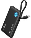 INIU 45 W powerbank, 10.000 mAh powerbank met geïntegreerde USB-C-kabel