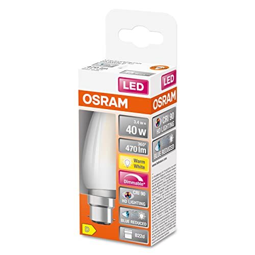 OSRAM Lamps OSRAM Superstar dimbare LED lamp met bijzonder hoge kleurweergave (CRI90), B22d-basis matglas ,Warm wit (2700K), 470 Lumen, substituut voor 40W-verlichtingsmiddel dimbaar, 1-Pak