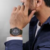 Cerruti 1881 Horloge Ravello Heren Polshorloge Groen Siliconen Band Grijs Stalen Kast 41mm
