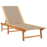 VidaXL Ligbed met tafel massief acaciahout en textileen taupe