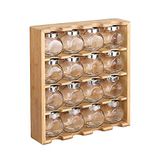 Merkloos / Sans marque Kruidenrekje - Kruidenrek met 16 kruidenpotjes van glas - Keukenrek - Specerijen rek - Bamboe Hout - 4 laag