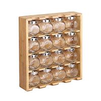 Merkloos / Sans marque Kruidenrekje - Kruidenrek met 16 kruidenpotjes van glas - Keukenrek - Specerijen rek - Bamboe Hout - 4 laag