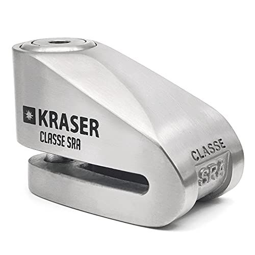 KRASER KR110S Schijfhangslot SRA Gehomologeerd Anti-diefstal Schijfremslot, Motorfiets scooter, 10 mmVergrendelingsas, RVS staal Schijfslot, 3 sleutels + Multifunctionele Herinneringskabel