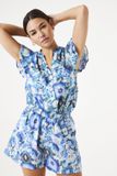 Garcia Dames Print Blouse Blauw Korte mouw