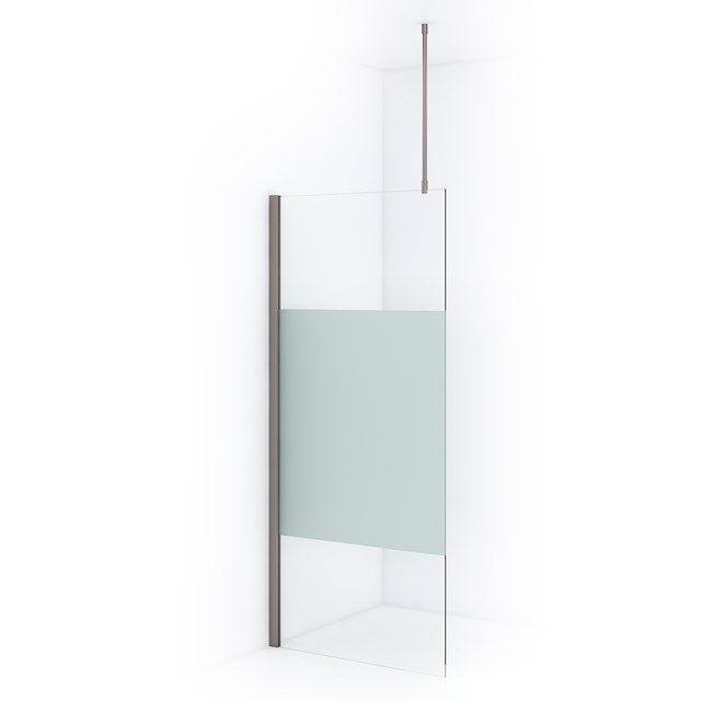 Maxaro Inloopdouche Diamond 90cm 8mm Helder Veiligheidsglas met Matte Strook Geborsteld RVS