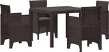 vidaXL - Tuin - Eettafel - Set - 5 - st - Bruin - Polypropyleen