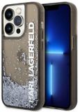 Karl Lagerfeld Liquid Glitter Elong - Hardcase - iPhone 14 Pro - Zwart