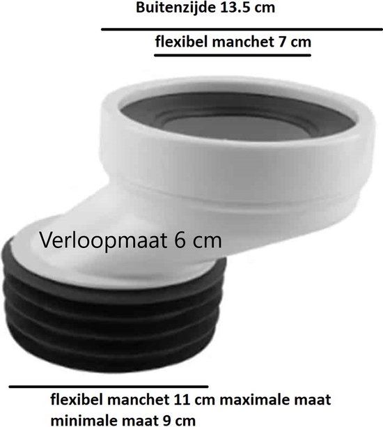 Aloni Toilet Afvoermanchet Excentrisch 6cm - Wit