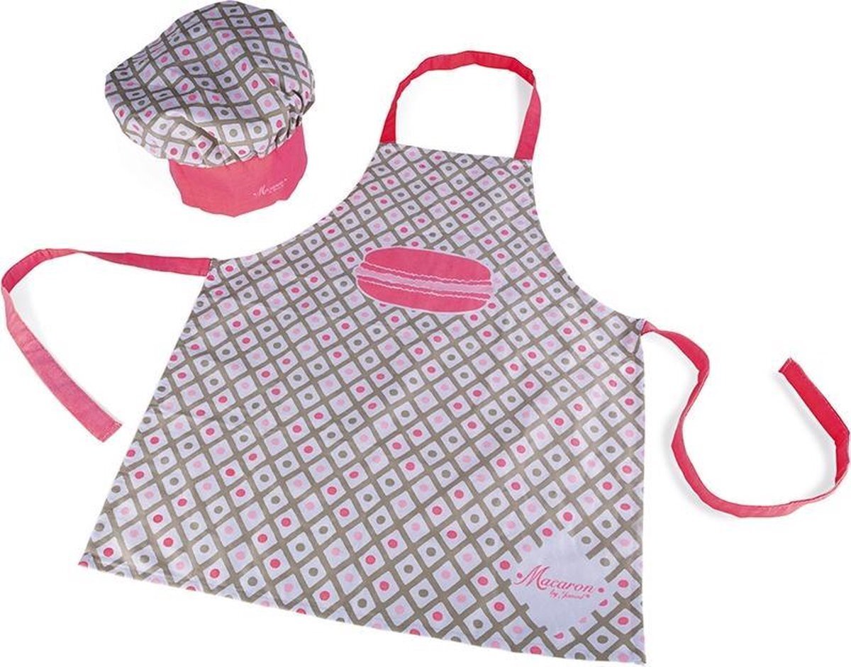 Janod J06582 schort en kookmutsen set Macaron, roze