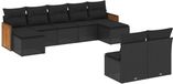 vidaXL 9-delige loungeset met kussens, polyrattan, zwart