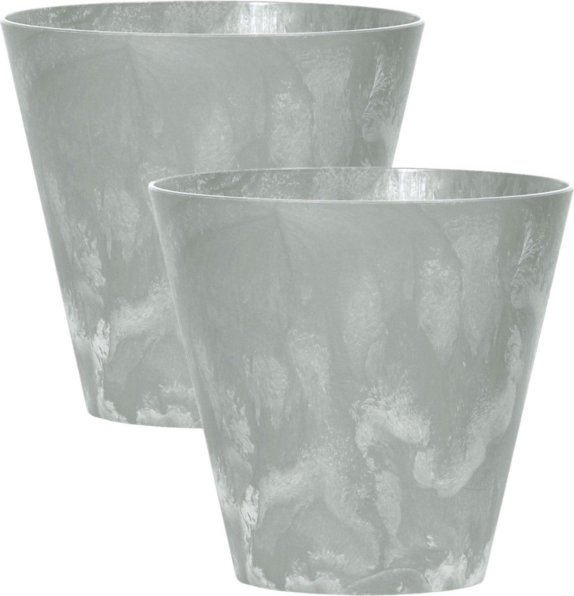 Prosperplast Set van 4x kunststof bloempotten betonlook 30 cm licht grijs