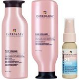 Pureology Pure Volume Shampoo and Conditioner with Color Fanatic Spray Bundle for Flat Fine Colour Treated Hair